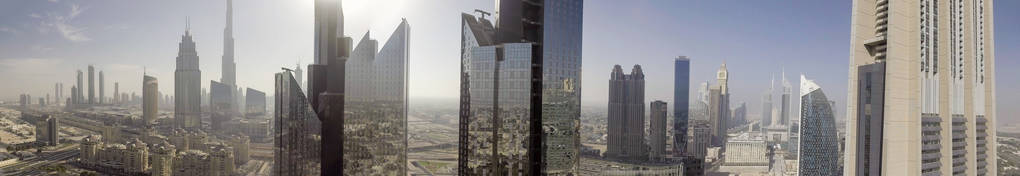 阿联酋迪拜市中心的摩天大楼全景鸟瞰图