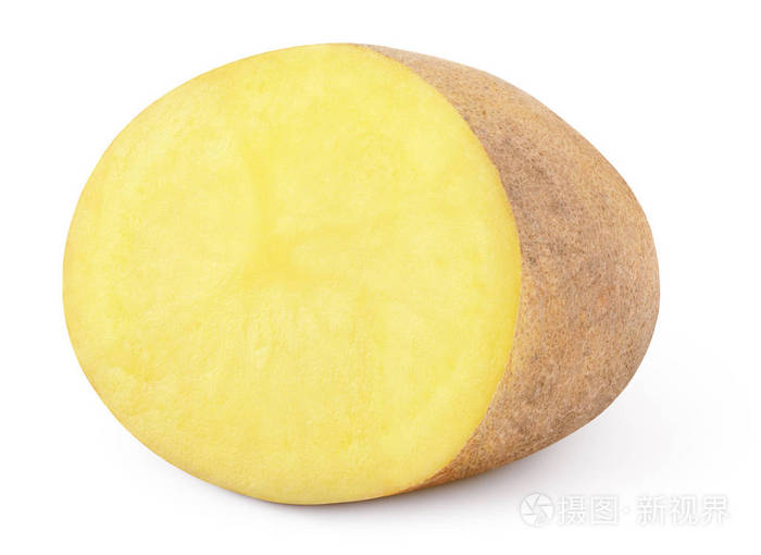 一半土豆上白色孤立