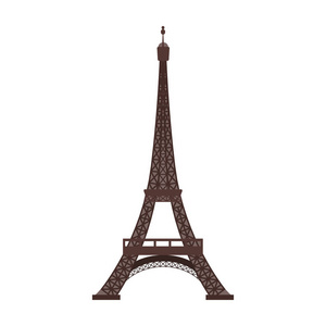 埃菲尔铁塔图标在白色背景上孤立的卡通风格。法国国家象征股票矢量图