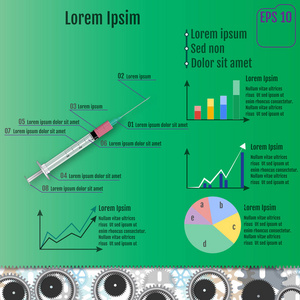 注射器的信息图表概念。矢量图