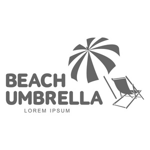 沙滩伞与太阳沐浴躺椅标志模板