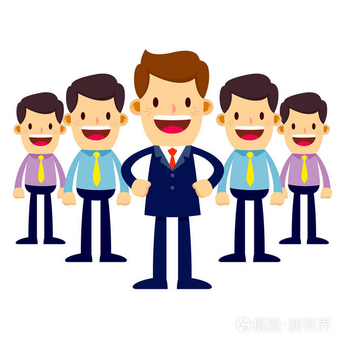 穿西装的商人变成一个团队领导者插画-正版商用图片0wnax4-摄图新视界