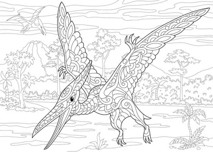 zentangle 翼龙恐龙