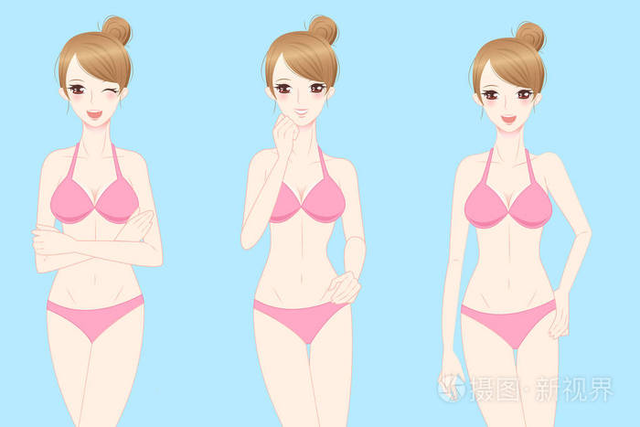 女人穿比基尼美女卡通插画-正版商用图片0wsu4e-摄图新视界