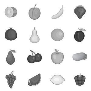 水果的图标集，单色风格