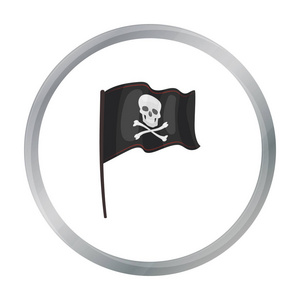在白色背景上孤立的卡通风格的海盗标志图标。海盗符号股票矢量图