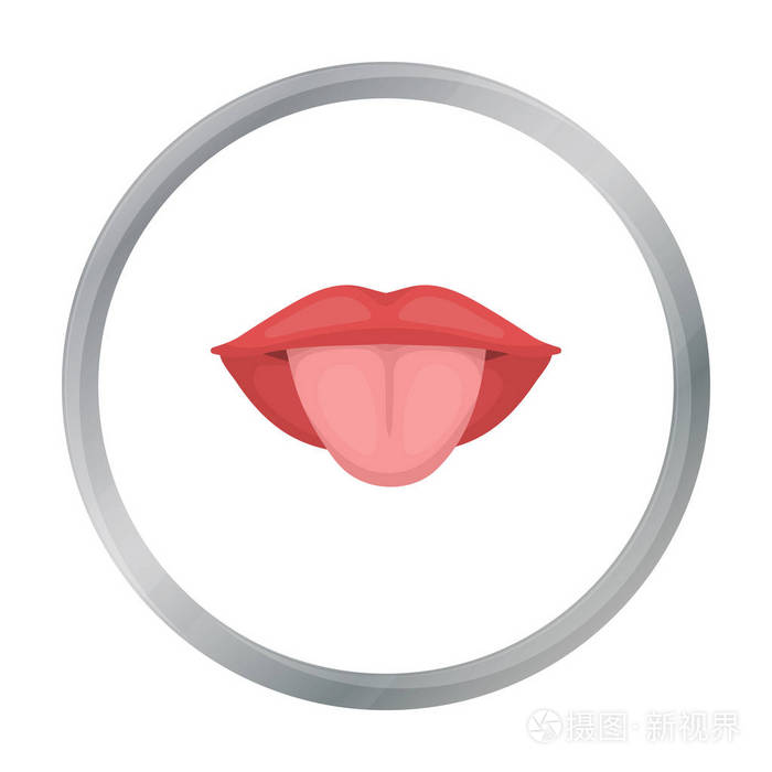 舌头在白色背景上孤立的卡通风格的图标.身体象征股票矢量图的一部分