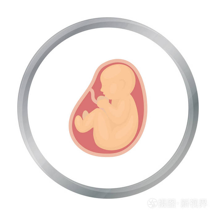 胎儿在白色背景上孤立的卡通风格的图标.怀孕象征股票