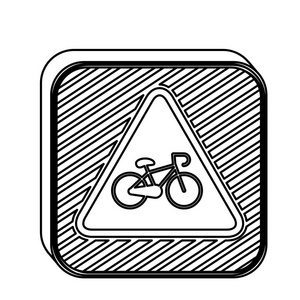 剪影方形路标与自行车