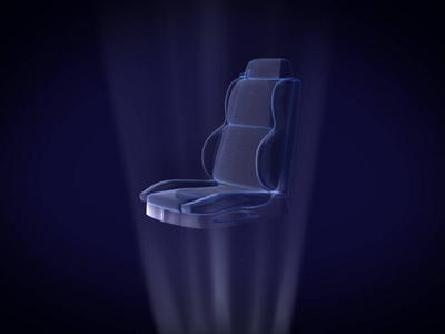 汽车安全座椅在全息图线框 Style.3d 呈现