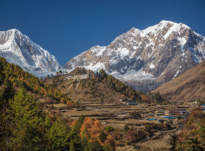 尼泊尔喜马拉雅山区的村庄图片