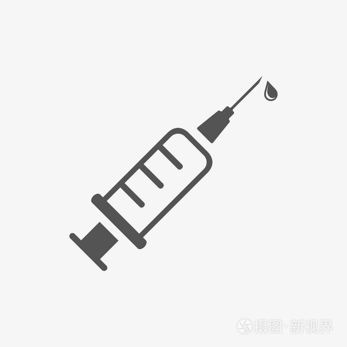 喷射注射器平图标矢量的医疗应用程序和网站