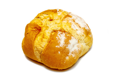 从小麦面粉，孤立的自制圆面包