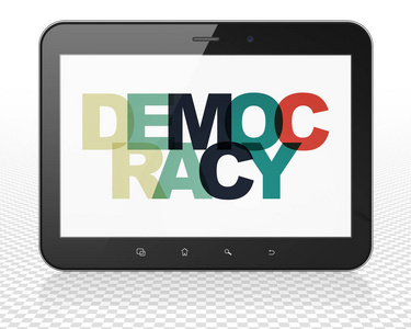 政治概念 平板电脑上显示的民主