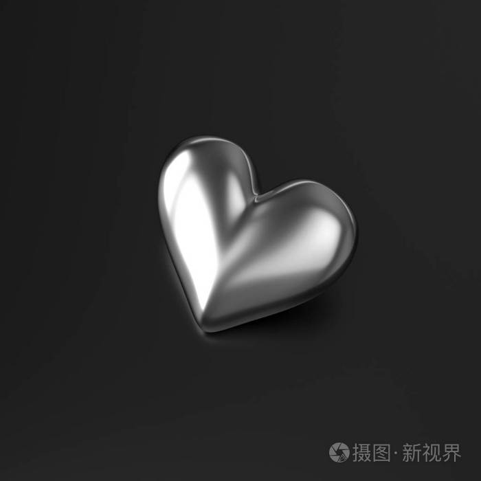 在黑色背景上的银心3d渲染
