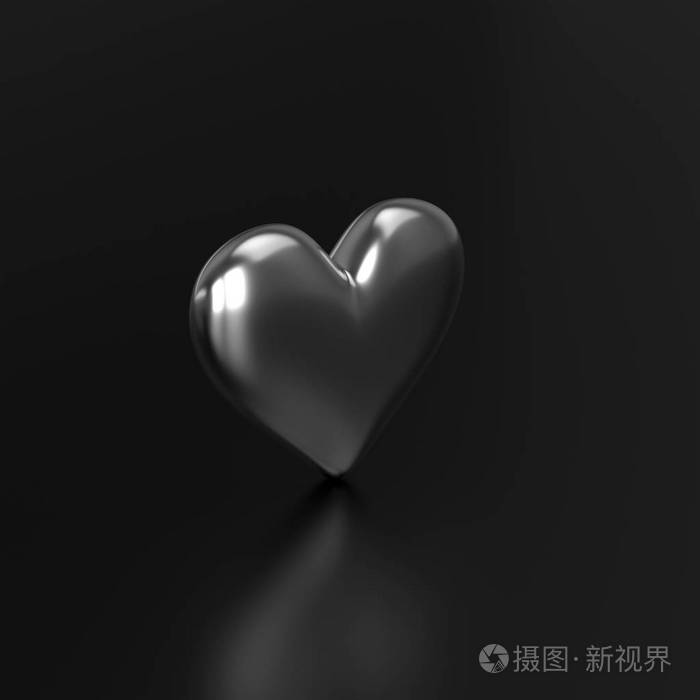 在黑色背景上的银心3d渲染