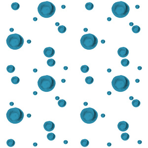 抽象图案的蓝色多彩水彩圆圈大小不同。零星的简单圆的几何形状