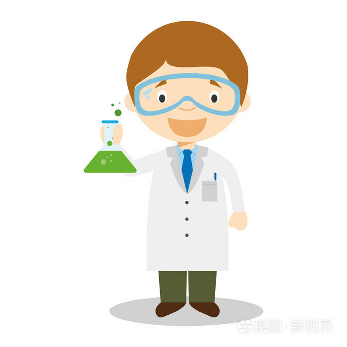 可爱的卡通矢量插画的一位科学家