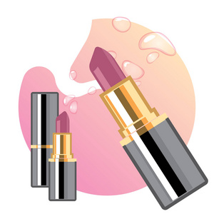 魅力唇膏广告，优雅口红化妆，粉红色的背景纹理