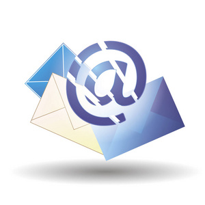 电子邮件蓝色和不同颜色的信封