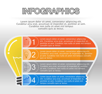创意图标灯泡形状信息图表设计模板。矢量图