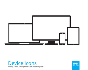 智能手机 平板电脑 便携式计算机和台式计算机图标
