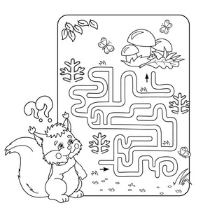卡通矢量插画的教育迷宫或迷宫游戏为学龄前儿童.谜题.
