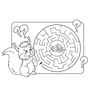 卡通矢量插画的教育迷宫或迷宫游戏为学龄前儿童.谜题.