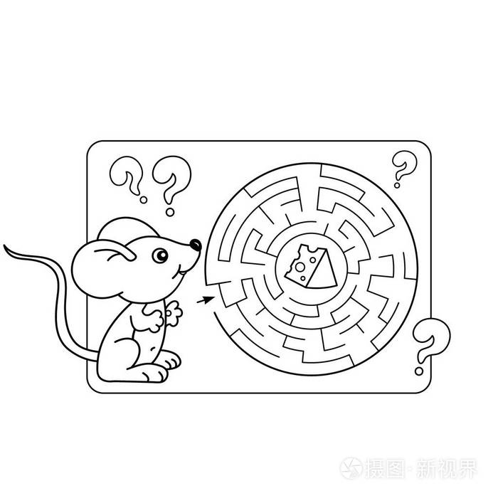 卡通矢量插画的教育迷宫或迷宫游戏为学龄前儿童.谜题.