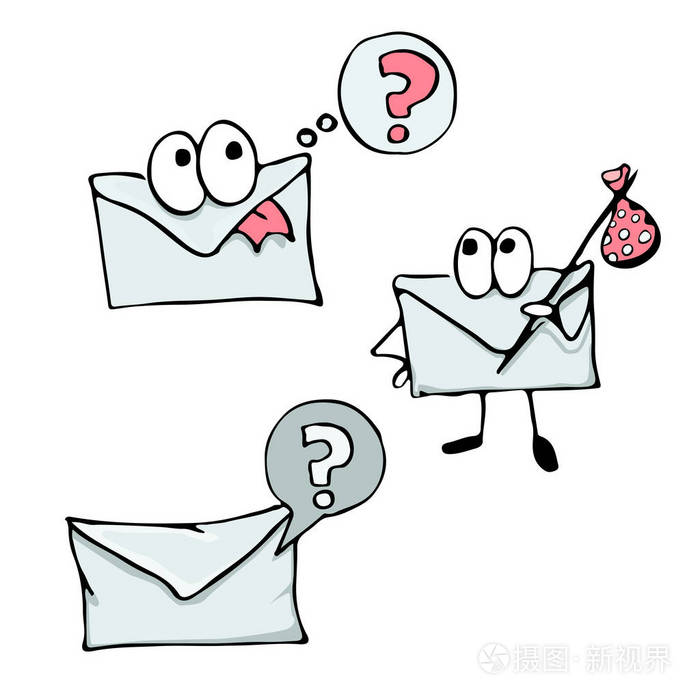 插图纸信封带问号字符