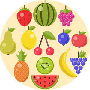 水果和浆果的平面图标