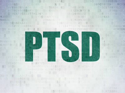 卫生保健的概念 数字数据纸张背景上的 Ptsd