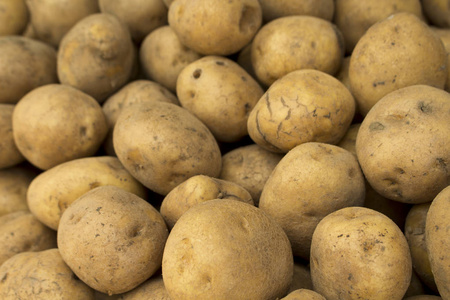 金褐色马铃薯成分的法式炸薯条或芯片。秋天的收获