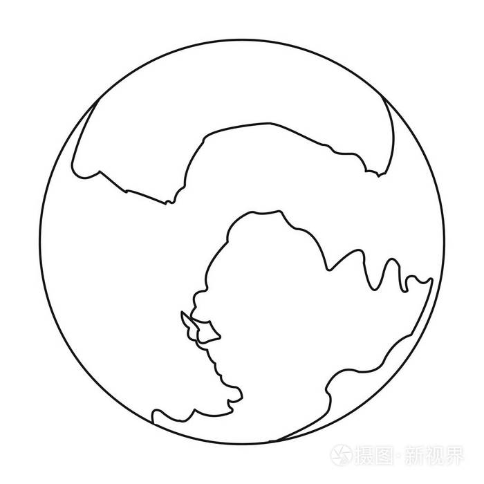 冥王星在白色背景上孤立的大纲样式图标.行星象征股票