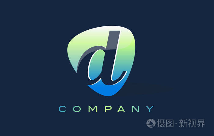 d字母标志椭圆形现代设计