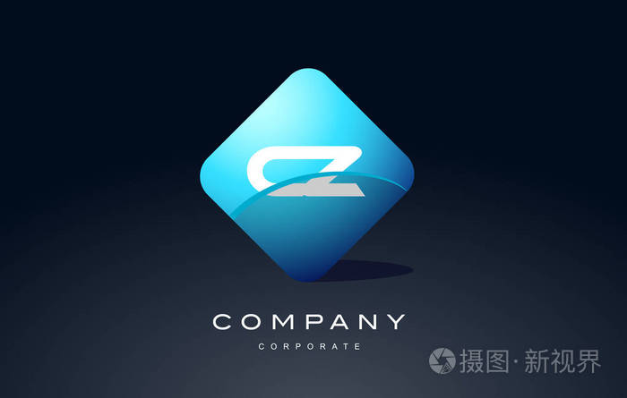 cz字母表蓝色六角字母标志矢量图标设计