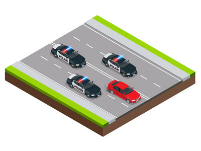 警察追踪罪犯用偷来的汽车或醉酒驾驶、 超速