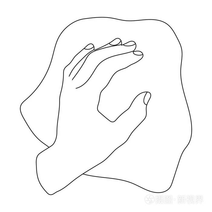 清洁抹布图标在白色背景上孤立的轮廓样式.清洗的象征股票矢量图