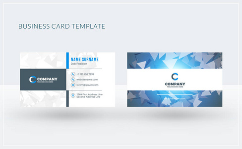 双面创意的名片模板。矢量图。文具设计