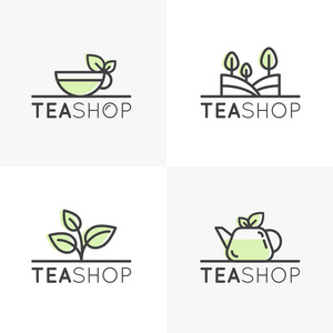 标志设置为有机草药茶产品商店或市场