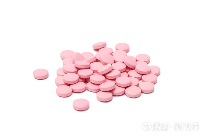 孤立的粉红色丸片药