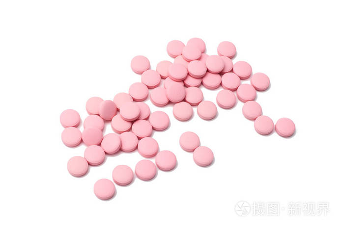 孤立的粉红色丸片药