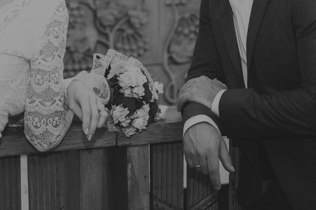 黑白照片上的婚礼仪式