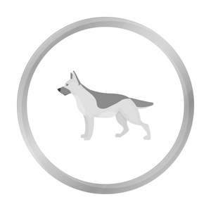 德国牧羊犬矢量图标在 web 单色样式