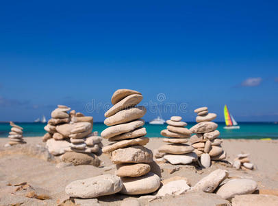 福尔门特拉illetes海滩海滩上的石像