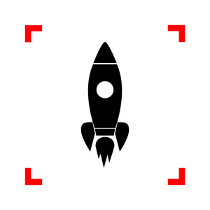 火箭标志图。在焦点角白色 b 上的黑色图标