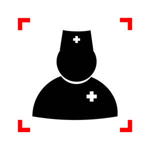 医生标志图。在焦点角白色 b 上的黑色图标