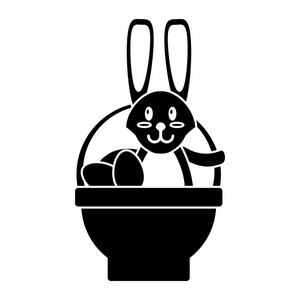 复活节兔子里面鸡蛋篮子象形图