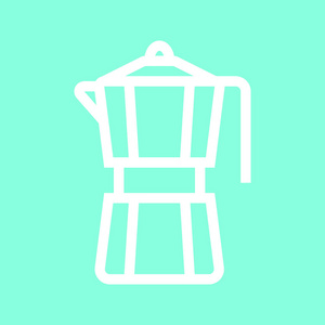 摩卡壶图标在灰色的背景上孤立的时尚平面样式。厨房为您设计 Ui 的标志的符号。矢量图 Eps10