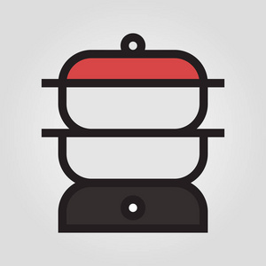 双锅炉中灰色的背景上孤立的时尚平面样式的图标。厨房为您设计 Ui 的标志的符号。矢量图 Eps10
